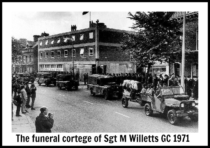 The funeral cortege of Sgt M Willetts GC 1971