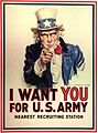United States, 1917. J. M. Flagg's Uncle Sam recruited soldiers for World War I and World War II. I Want YOU for U.S. Army