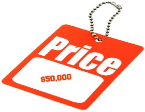 price tag with copy space isolated on white